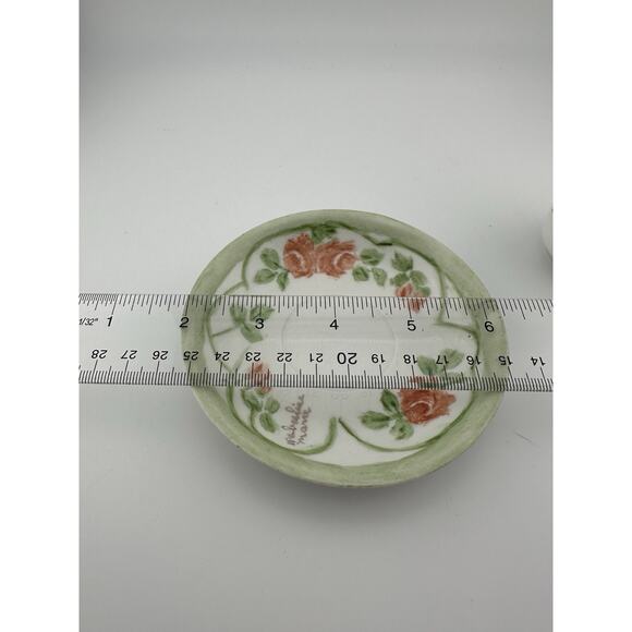 Vintage Hand Painted Mini Teacup and Saucer Signed Porcelain Floral - Picture 5 of 9